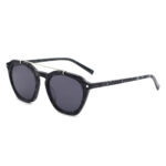 Marble - Textured Acetate Sunglasses with Double Bridge & Square Lens Design - Image 2