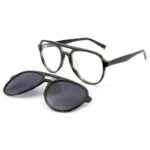 Premium Aviator Double-Bridge Acetate Click-On Sunglasses: Timeless Style Meets Modern Functionality