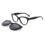 premium cat-eye acetate optical frame with clip-on sunglasses