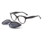 premium cat-eye acetate optical frame with clip-on sunglasses