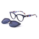 premium cat-eye acetate optical frame with clip-on sunglasses