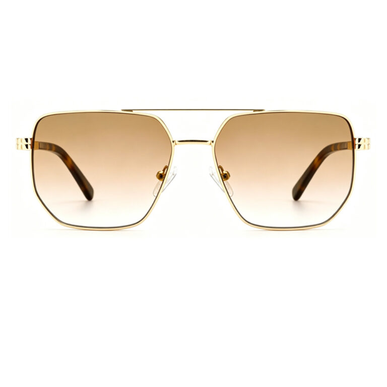 premium double bridge metal square sunglasses for men