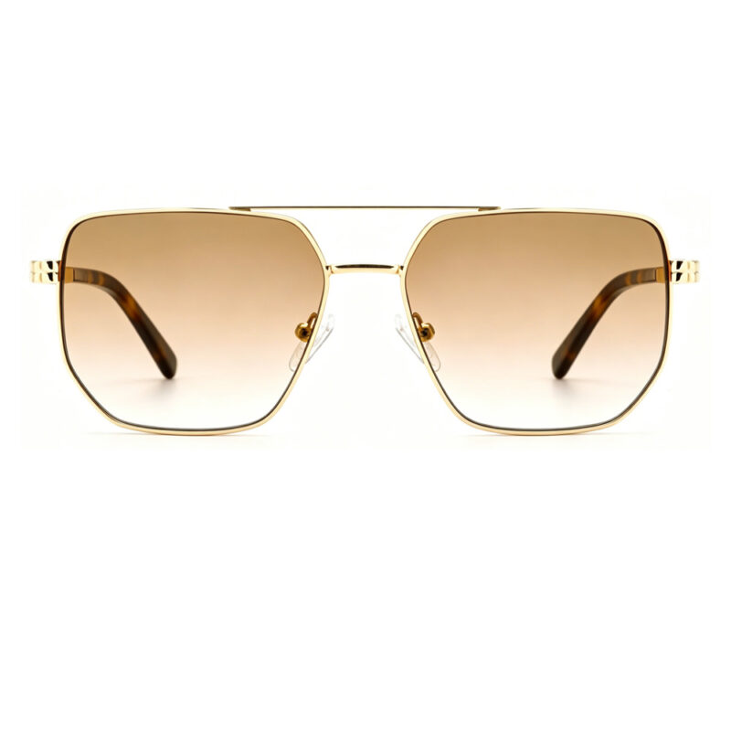 premium double bridge metal square sunglasses for men