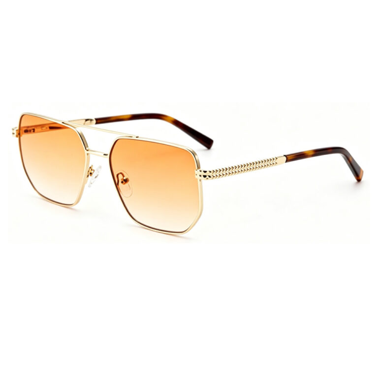 premium double bridge metal square sunglasses for men