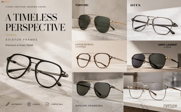 2026–2027 Aviator Eyewear Trends featuring premium optical frames and sunglasses
