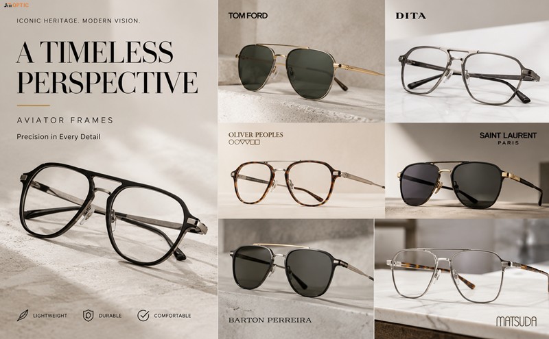 2026–2027 Aviator Eyewear Trends featuring premium optical frames and sunglasses