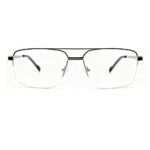 modern double bridge half rim metal prescription eyeglasses for men business optical frames