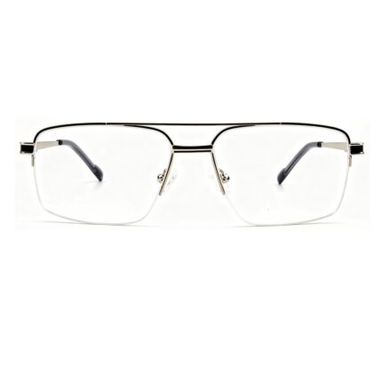 modern double bridge half rim metal prescription eyeglasses for men business optical frames