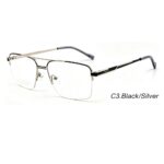 modern double bridge half rim metal prescription eyeglasses for men business optical frames