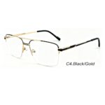 modern double bridge half rim metal prescription eyeglasses for men business optical frames