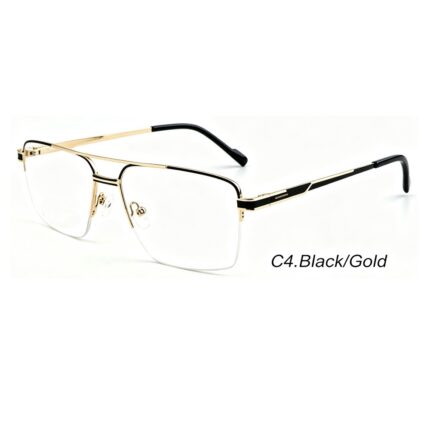 modern double bridge half rim metal prescription eyeglasses for men business optical frames