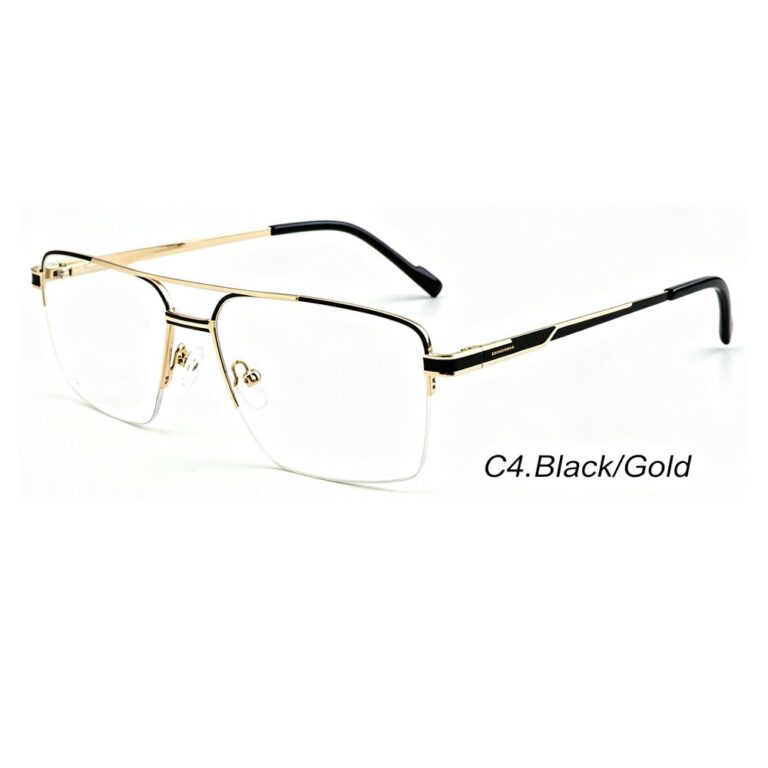modern double bridge half rim metal prescription eyeglasses for men business optical frames
