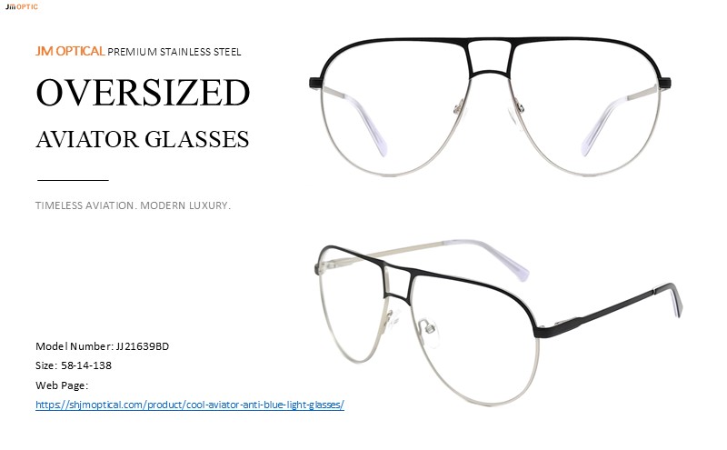 JM Optical premium stainless steel oversized aviatior glasses