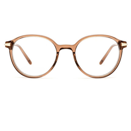 vintage round full-rim acetate optical glasses gold metal accents women translucent prescription-ready eyewear