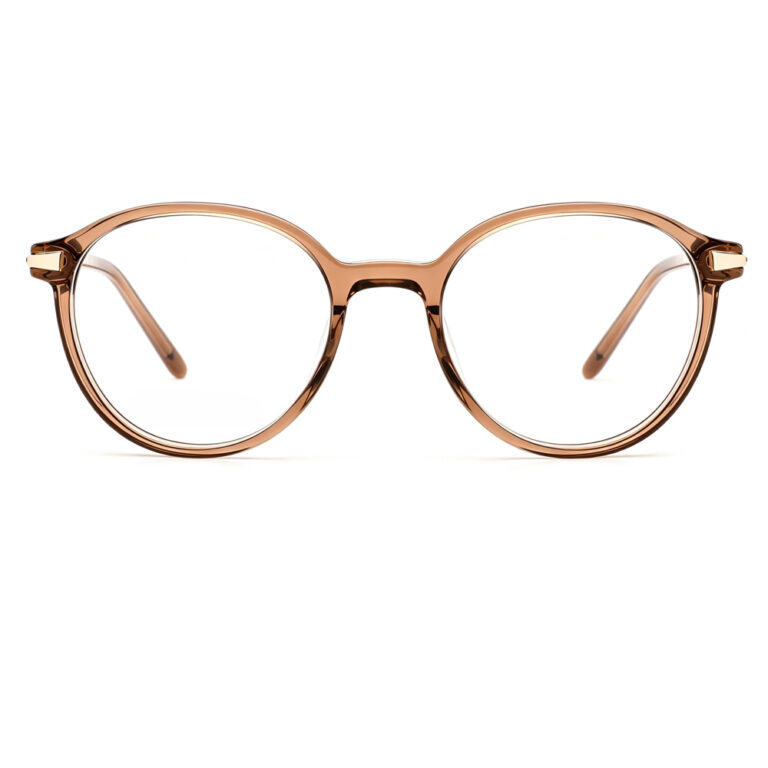 vintage round full-rim acetate optical glasses gold metal accents women translucent prescription-ready eyewear