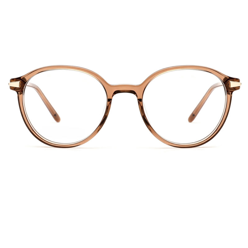vintage round full-rim acetate optical glasses gold metal accents women translucent prescription-ready eyewear