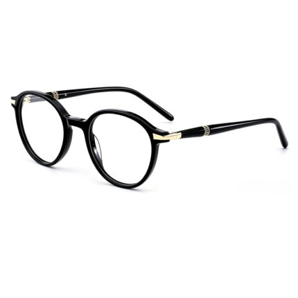 vintage round full-rim acetate optical glasses gold metal accents women translucent prescription-ready eyewear