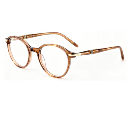 vintage round full-rim acetate optical glasses gold metal accents women translucent prescription-ready eyewear