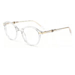 vintage round full-rim acetate optical glasses gold metal accents women translucent prescription-ready eyewear