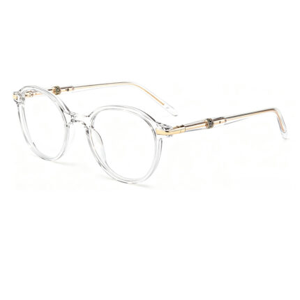 vintage round full-rim acetate optical glasses gold metal accents women translucent prescription-ready eyewear