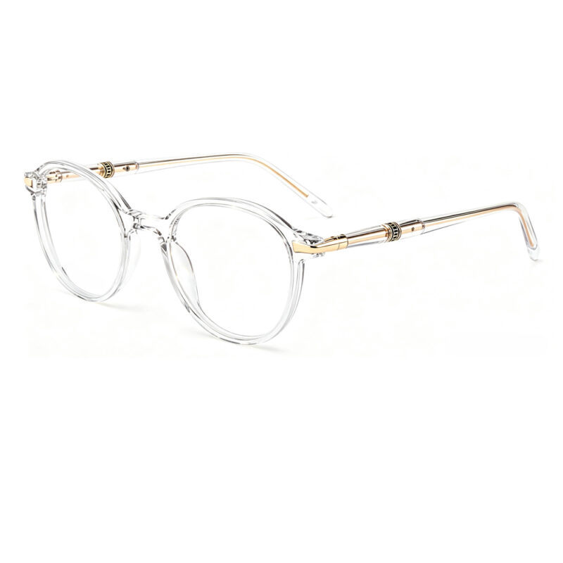 vintage round full-rim acetate optical glasses gold metal accents women translucent prescription-ready eyewear