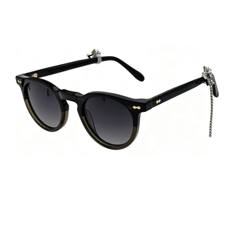 vintage round acetate sunglasses detachable crystal charm women dual-function decoration for Bluetooth earphones