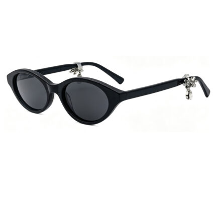 vintage oval acetate women sunglasses detachable crystal flower charms dual-use for glasses and earhook earphones, silicone elastic band metal hook fixing