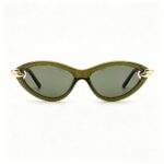 retro cat eye acetate sunglasses gold metal chain link accents women polarized fashion eyewear