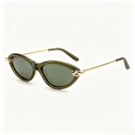 retro cat eye acetate sunglasses gold metal chain link accents women polarized fashion eyewear