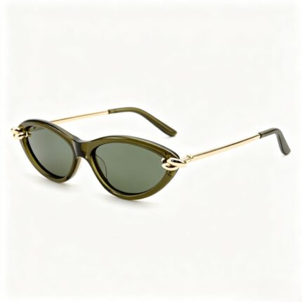 retro cat eye acetate sunglasses gold metal chain link accents women polarized fashion eyewear