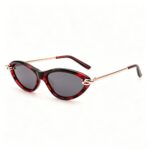 retro cat eye acetate sunglasses gold metal chain link accents women polarized fashion eyewear