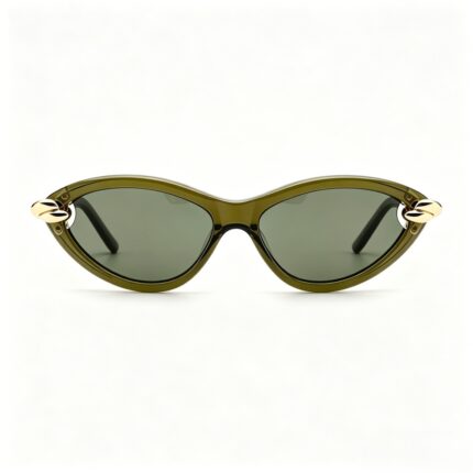 retro cat eye acetate sunglasses gold metal chain link accents women polarized fashion eyewear
