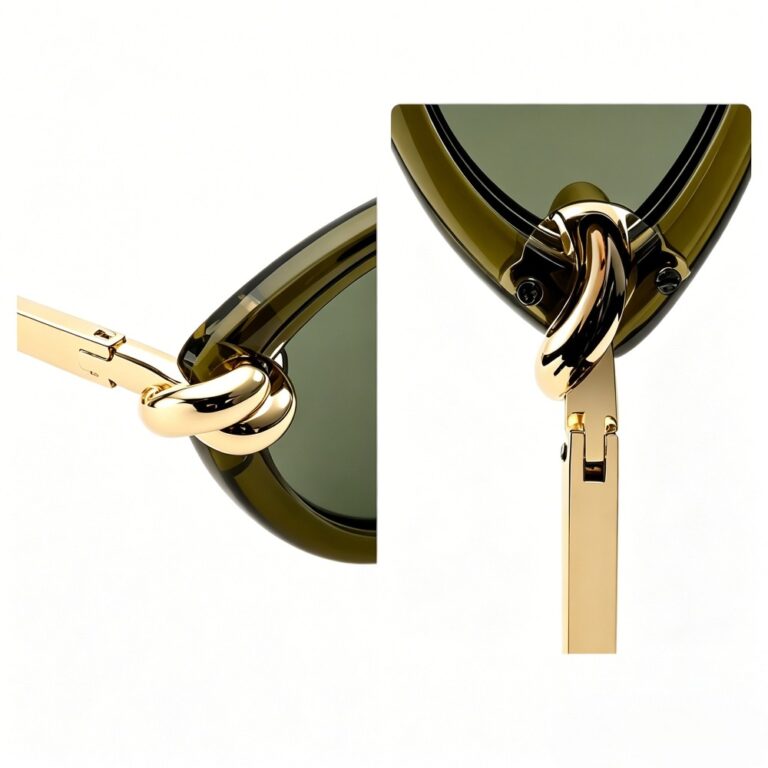 retro cat eye acetate sunglasses gold metal chain link accents women polarized fashion eyewear