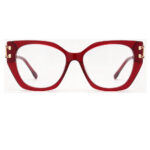 Women wine red cat eye acetate optical glasses front view