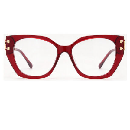 Women wine red cat eye acetate optical glasses front view