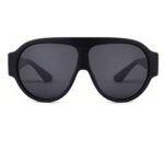 Oversized black pilot acetate shield sunglasses front view