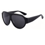 Glossy black thick frame pilot sunglasses side view